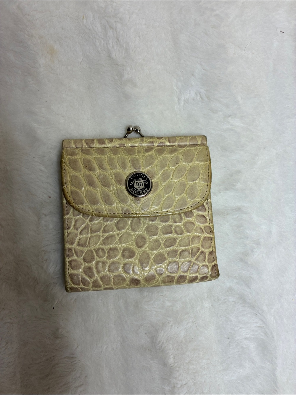 Dooney & Bourke Croc-Embossed Pale Yellow Wallet